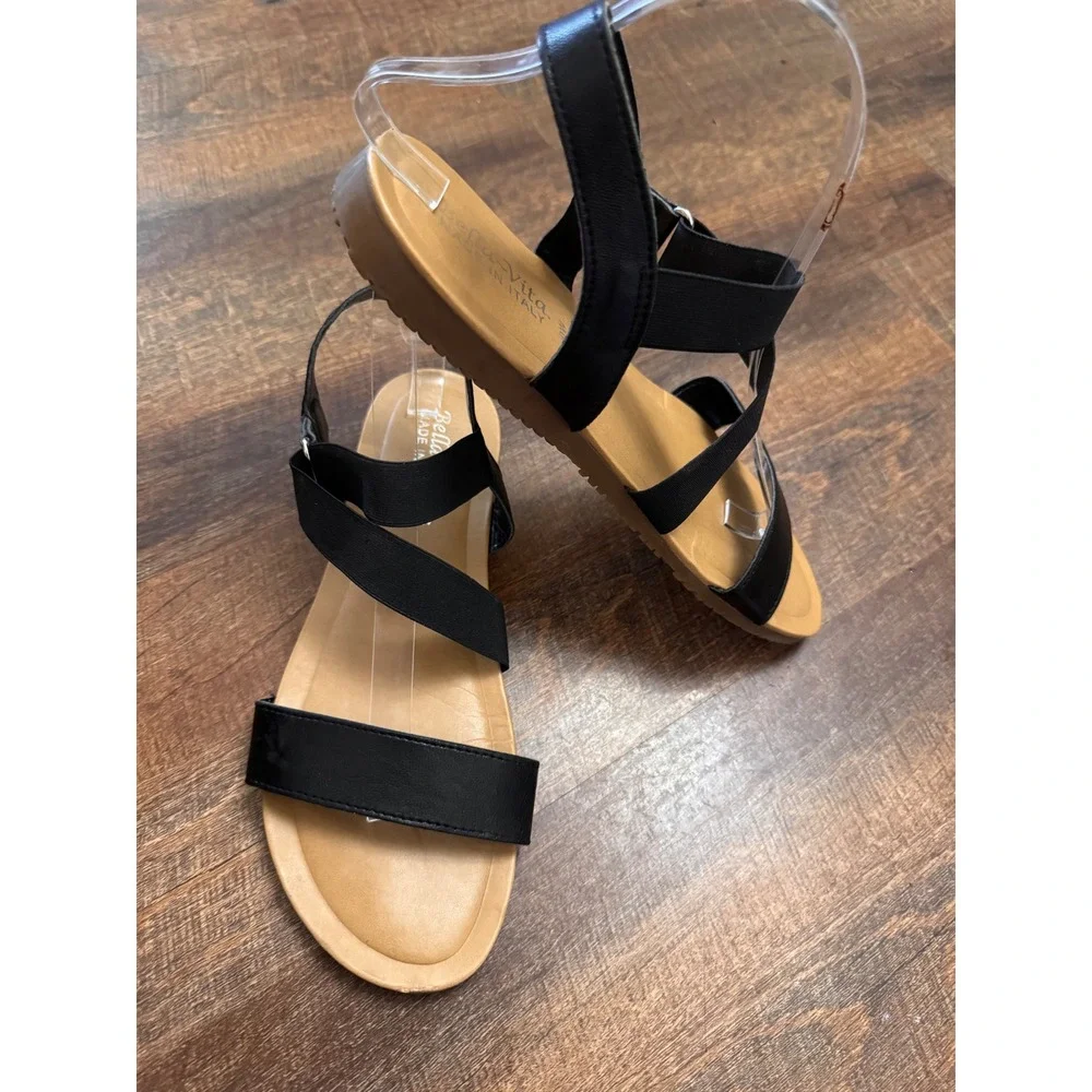Bella Vita Made in Italy Sandals Women's 10W Black Strappy Comfort Slingback